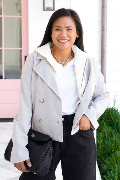 Long Sleeve Double Breasted Layered Jacket