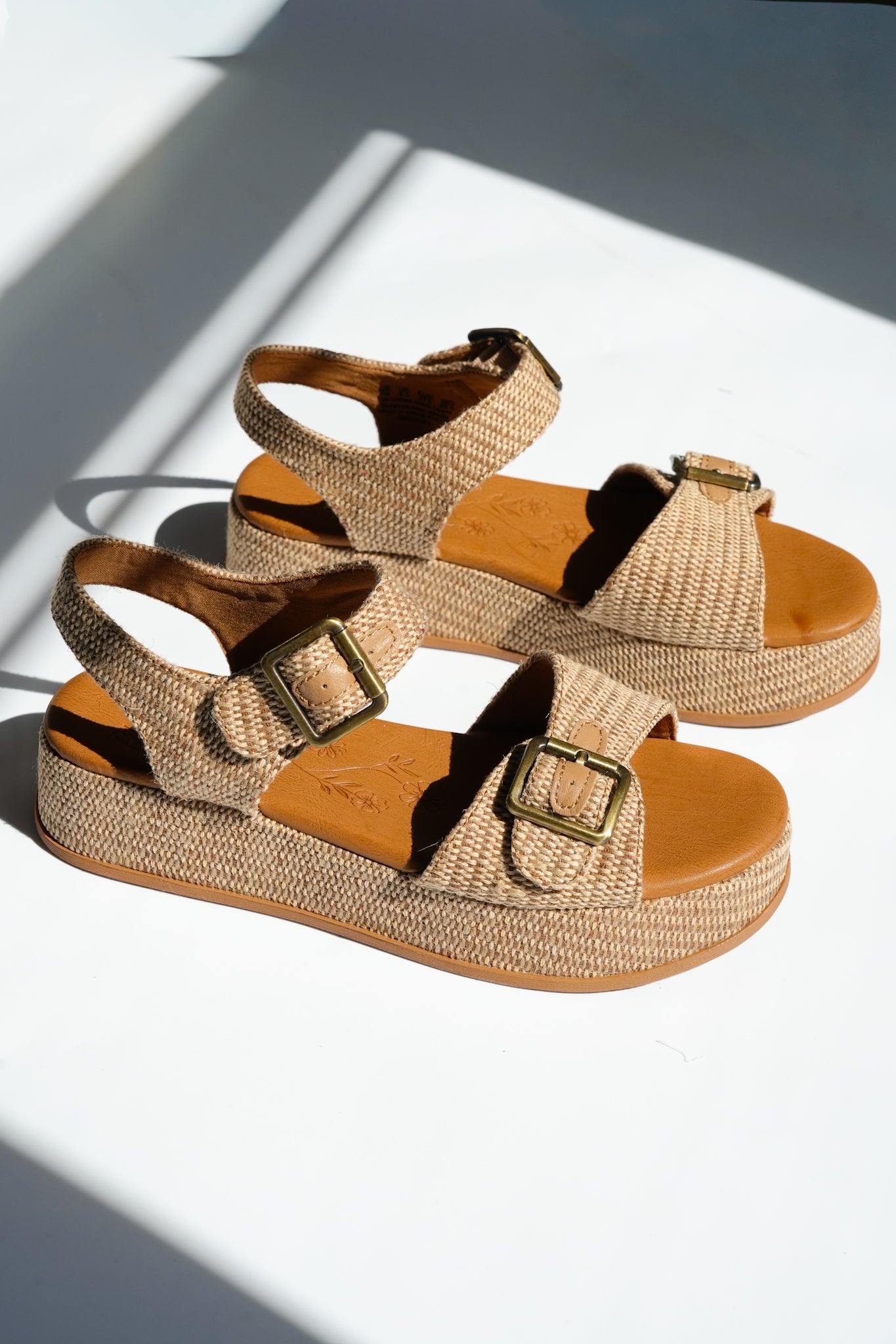 Blowfish Woven Raffia Platform Sandal with Dual Buckle Straps