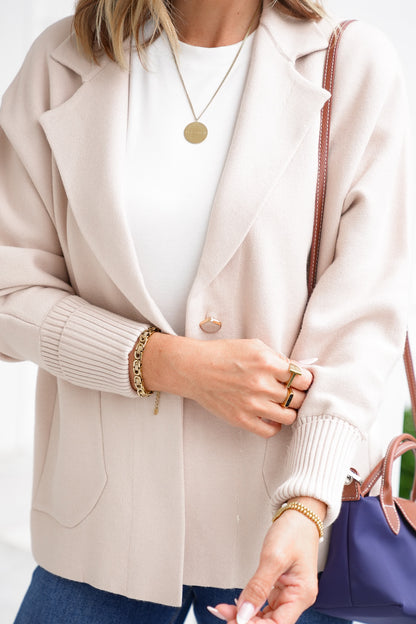 Plus/Reg Knit Long Sleeve Button Cardigan