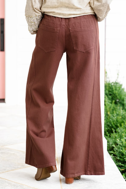 Plus/Reg Relaxed Fit Wide Leg Pants with Drawstring
