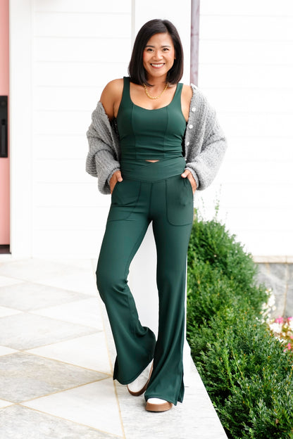 Ribbed V Waist Flared Leggings