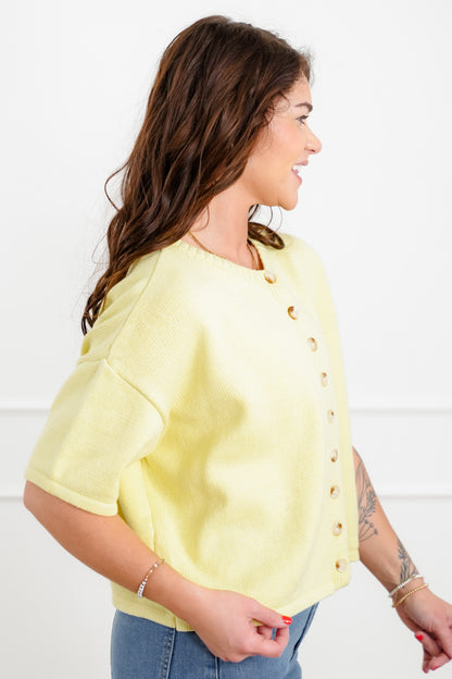 Knit Short Sleeve Button Down Cardigan