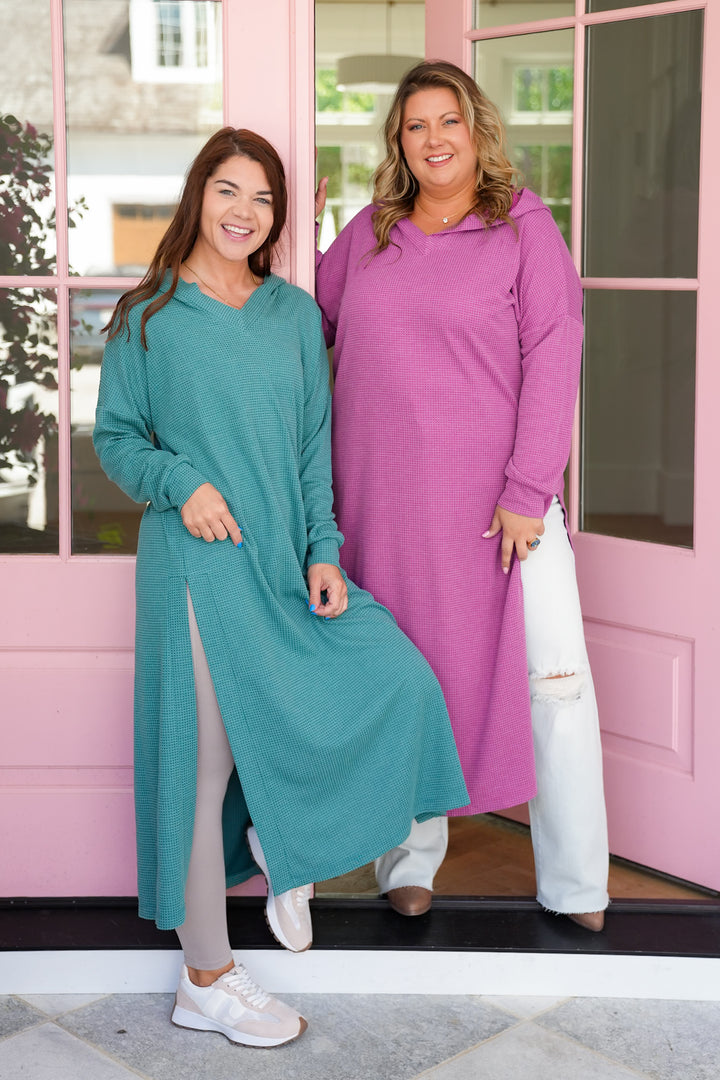 Door Buster! Plus/Reg Thermal Long Sleeve Hoodie Cardigan with Side Slits