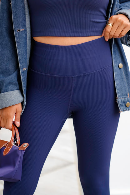 Ribbed Yoga Pants with Key Pocket