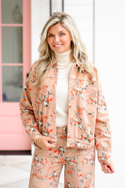 Floral Print Long Sleeve Jacket