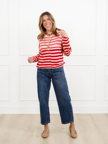 Striped Long Sleeve Button Down Cardigan