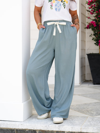 Door Buster! Zenana Drawstring Linen Pants - Freckled Poppy