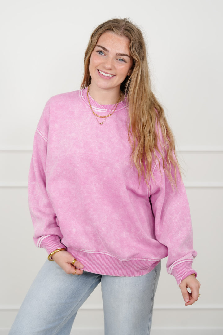 Door Buster! Zenana Acid Wash Oversized Fleece Pullover