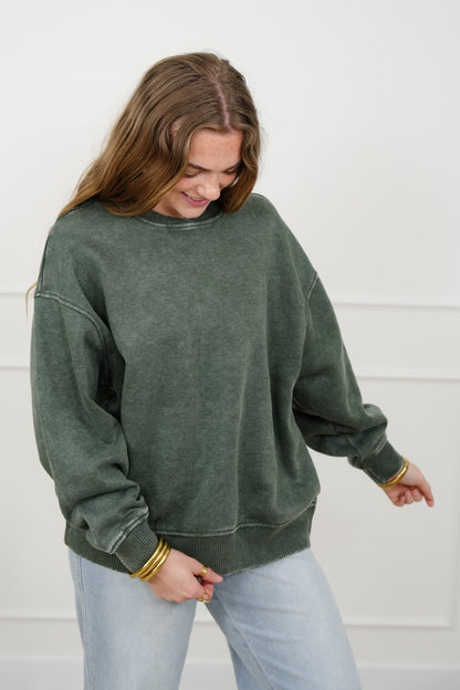 Door Buster! Zenana Acid Wash Oversized Fleece Pullover