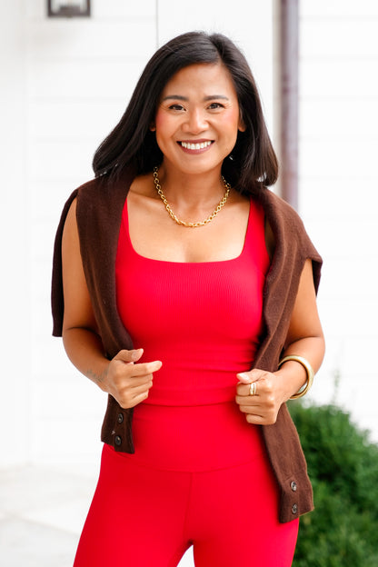 Ribbed Sleeveless Square Neck Crop Top