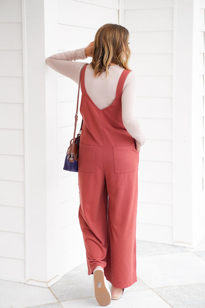 Solid Floral Patch Sleeveless V Neck Overalls