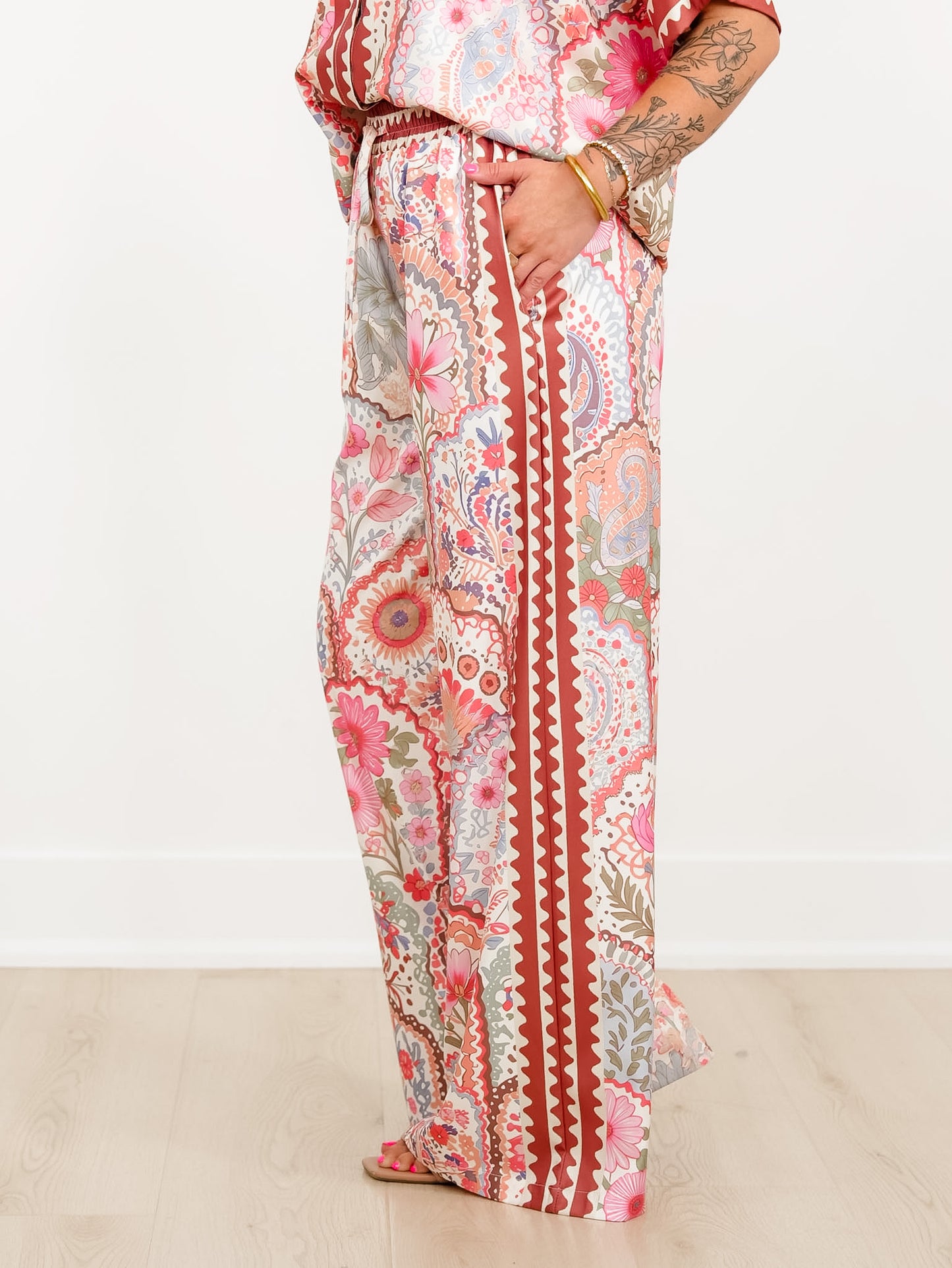 Floral Print Elastic Waist Wide Leg Palazzo Pants