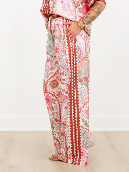 Floral Print Elastic Waist Wide Leg Palazzo Pants