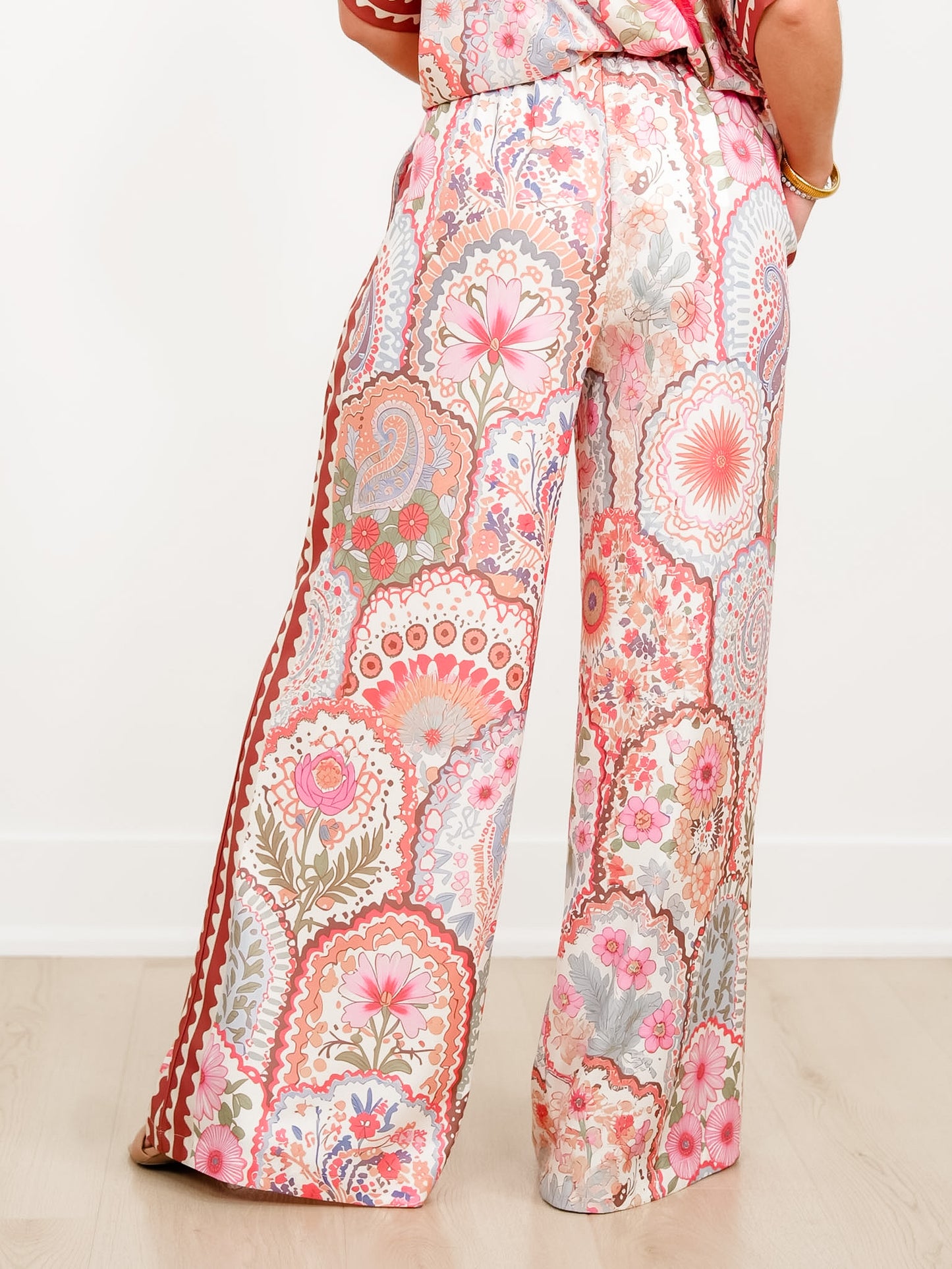 Floral Print Elastic Waist Wide Leg Palazzo Pants