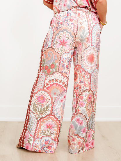 Floral Print Elastic Waist Wide Leg Palazzo Pants