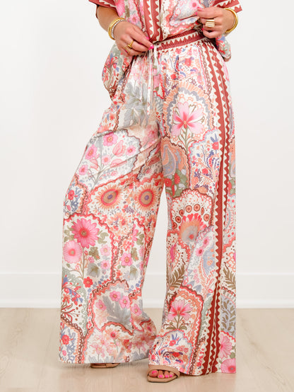 Floral Print Elastic Waist Wide Leg Palazzo Pants
