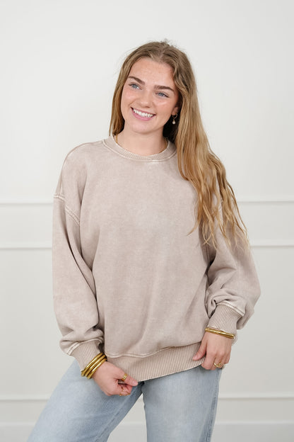 Door Buster! Zenana Acid Wash Oversized Fleece Pullover