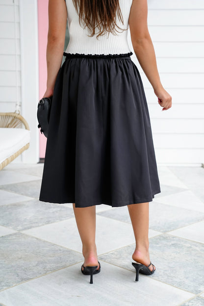 Black Circle Skirt with Side Pockets