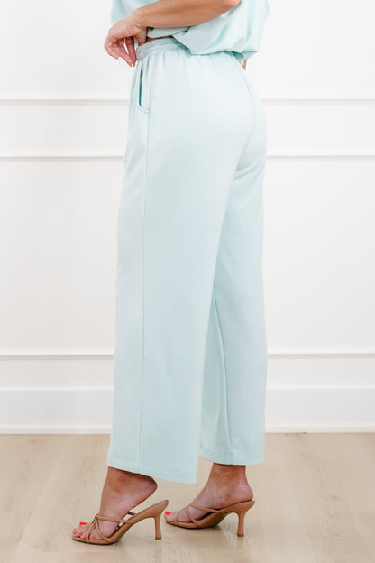 Solid Elastic Waist Pants with Side Pockets