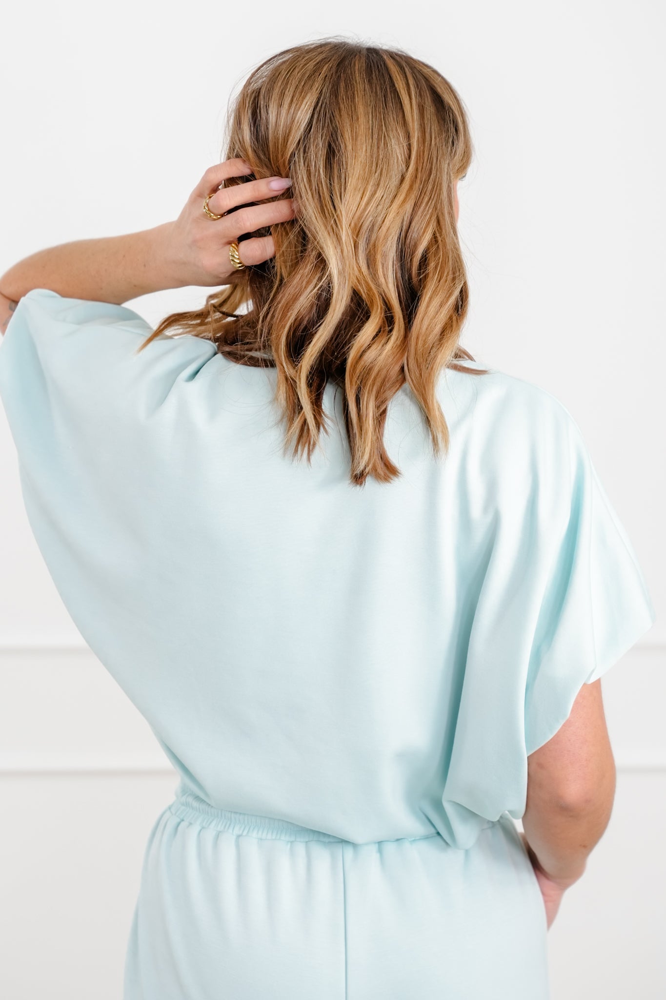 Solid Short Sleeve Bubble Hem Top