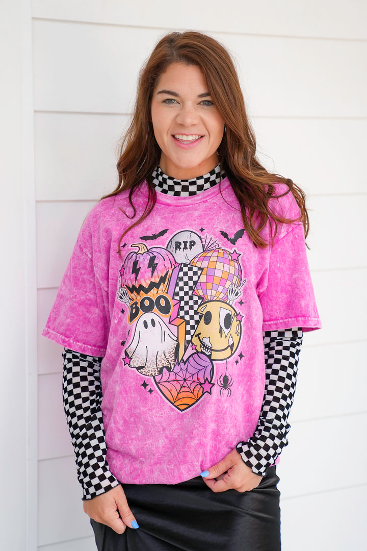 Plus/Reg Short Sleeve Retro Halloween Vibes Graphic Tee