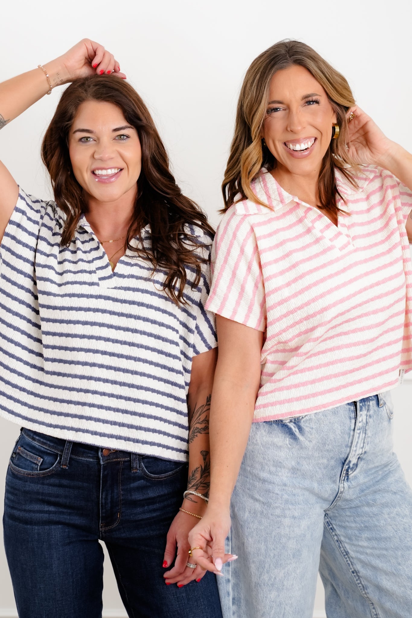 Door Buster! Zenana Striped Split Neck Collared Top