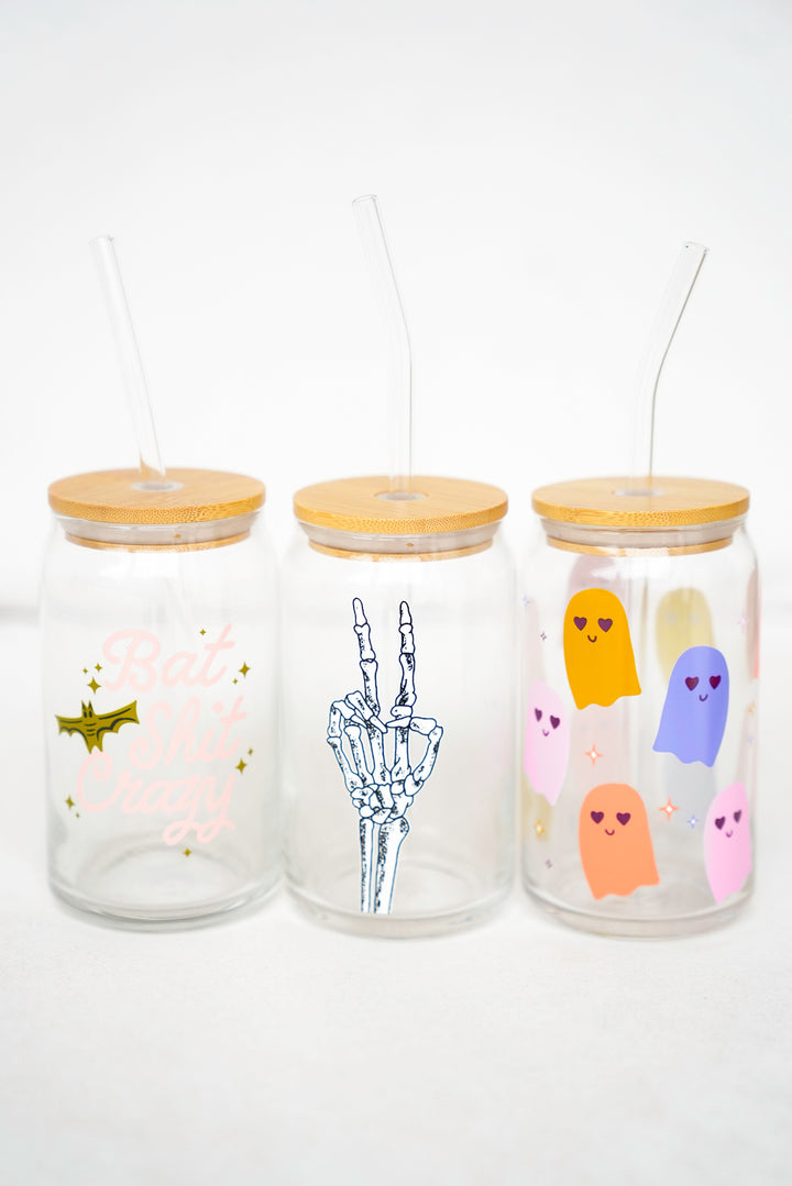 Halloween Can Glass with Lid