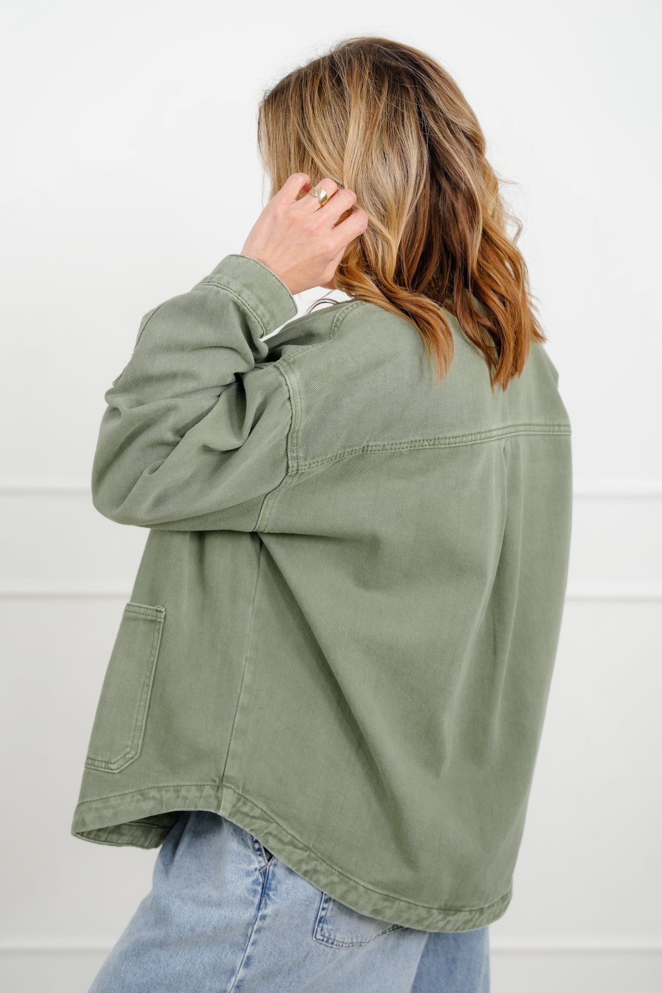 Olive Long Sleeve Button Down Jacket