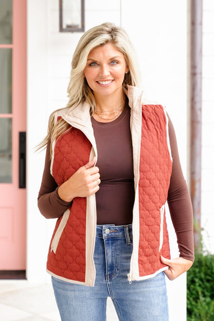 Quilted High Neck Zip-Up Vest