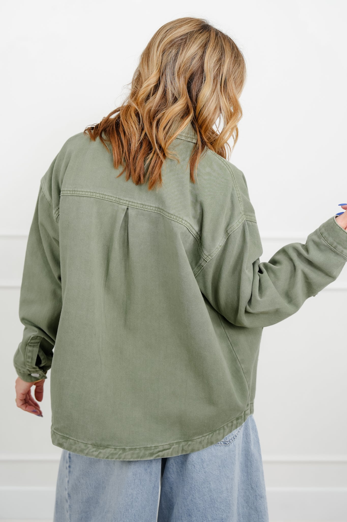 Olive Long Sleeve Button Down Jacket