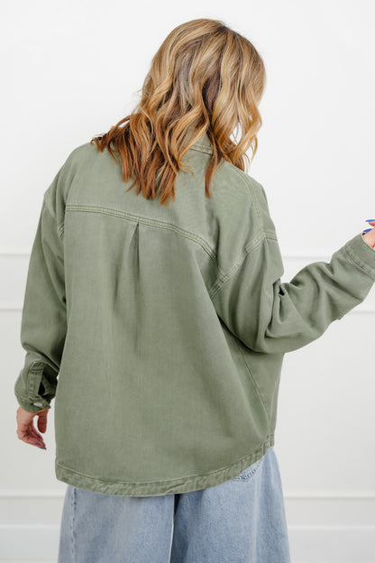 Olive Long Sleeve Button Down Jacket