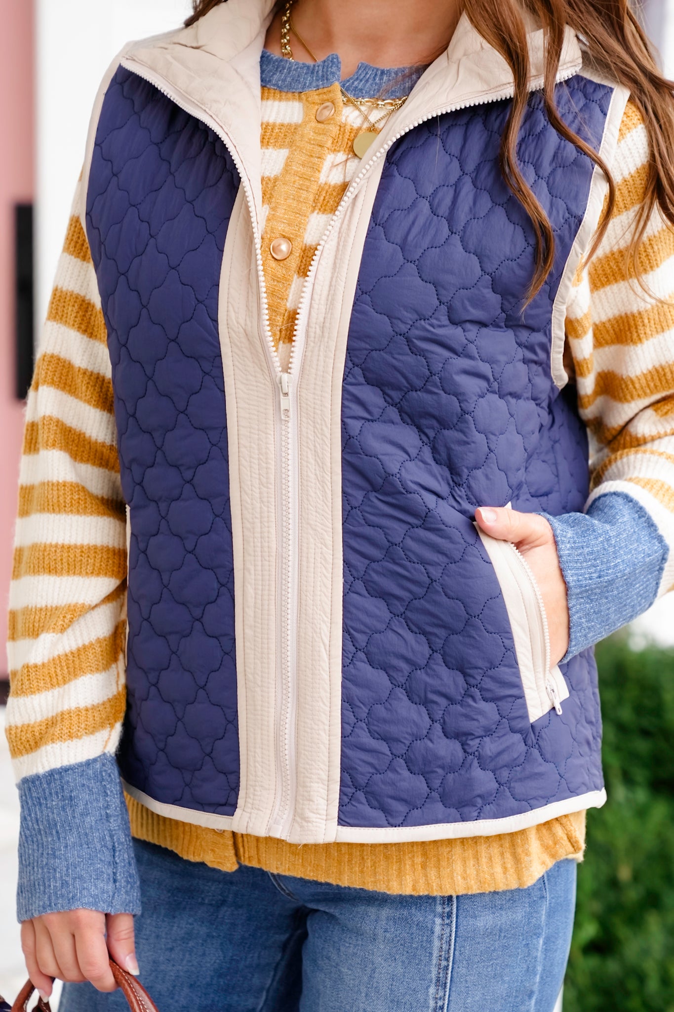 Quilted High Neck Zip-Up Vest