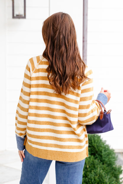 Stripe Long Sleeve Button Down Cardigan