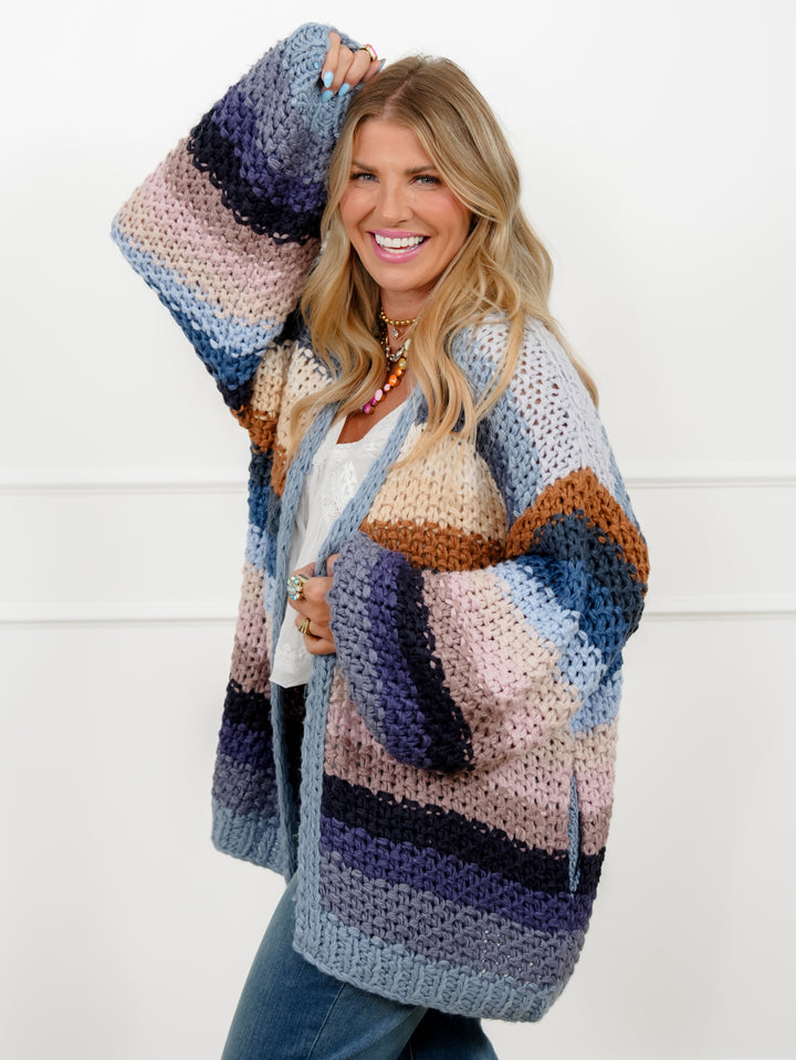 Crochet Long Sleeve Open Front Cardigan