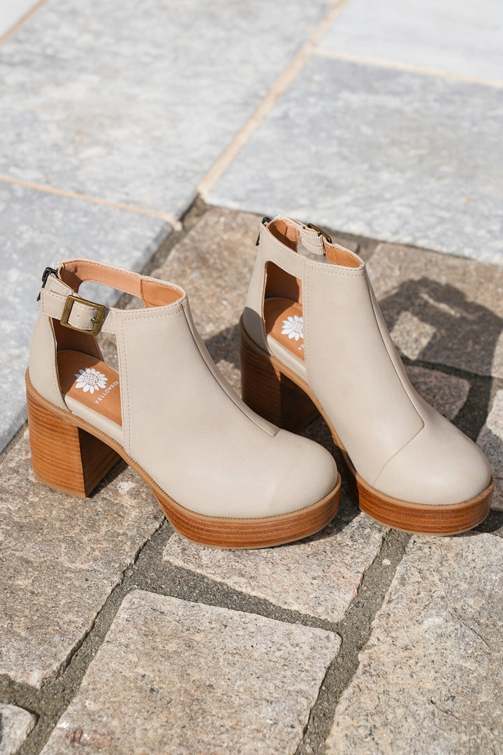 Yellow Box Block Heel Vegan Leather Platform Clog With Back Zipper