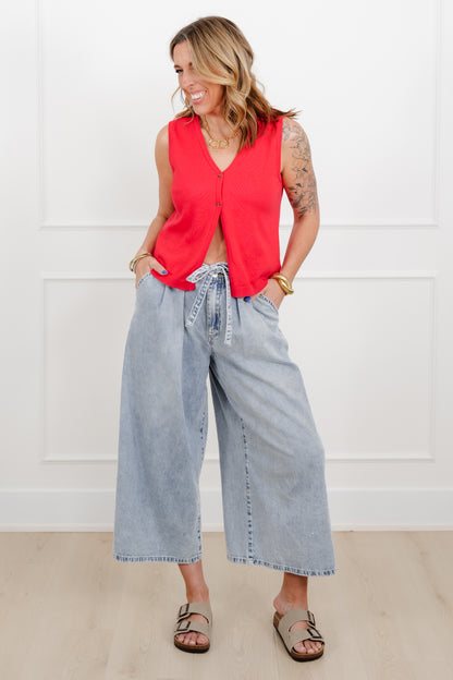 Sleeveless V Neck Button Down Sweater Vest