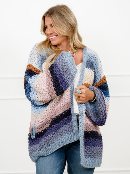 Crochet Long Sleeve Open Front Cardigan