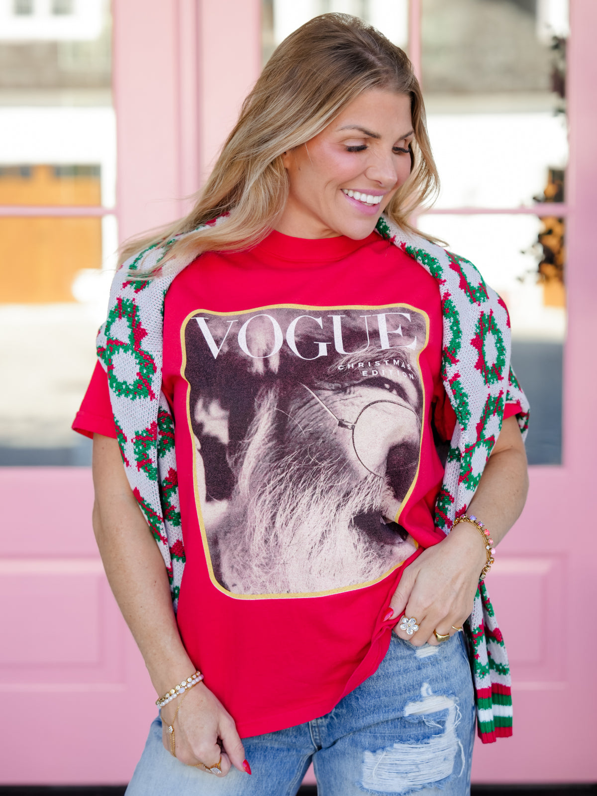 Plus/Reg Vogue Santa Christmas Graphic Tees - Freckled Poppy