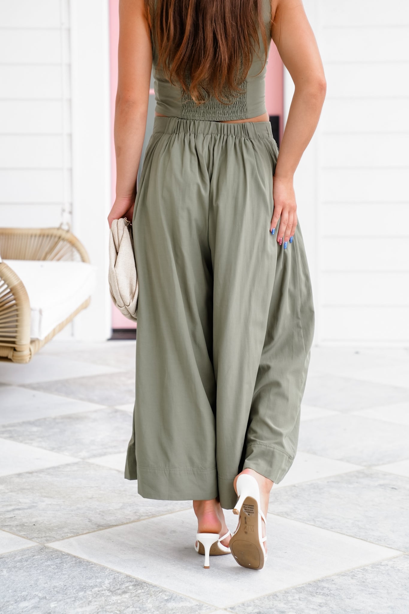 Solid Cropped Wide Leg Pants