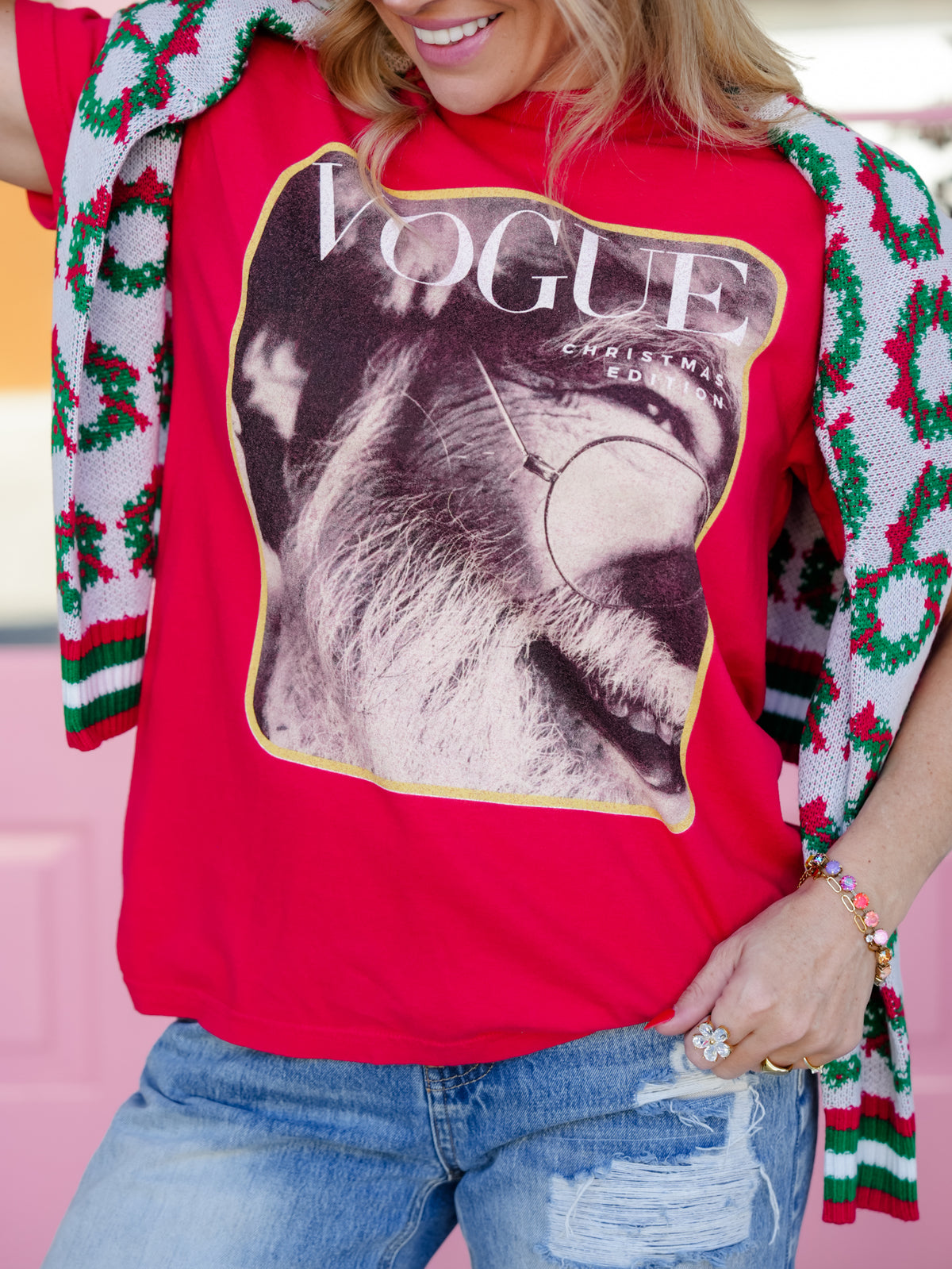 Plus/Reg Vogue Santa Christmas Graphic Tees - Freckled Poppy