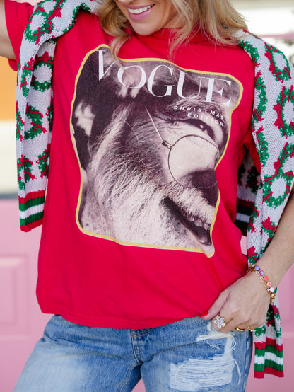 Plus/Reg Vogue Santa Christmas Graphic Tees - Freckled Poppy