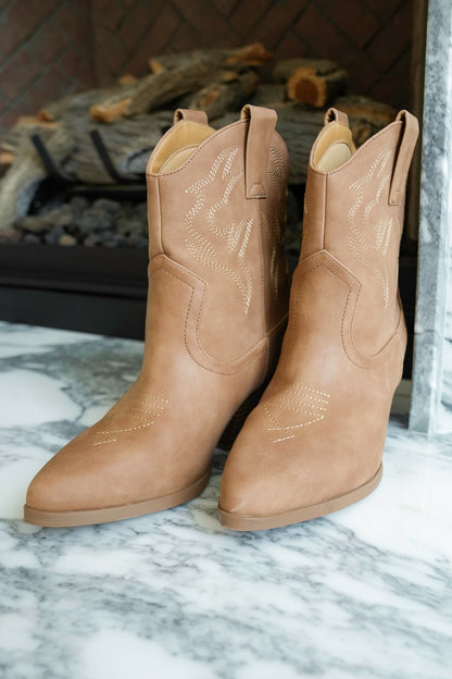 Western Style Stitched Design Ankle Boot