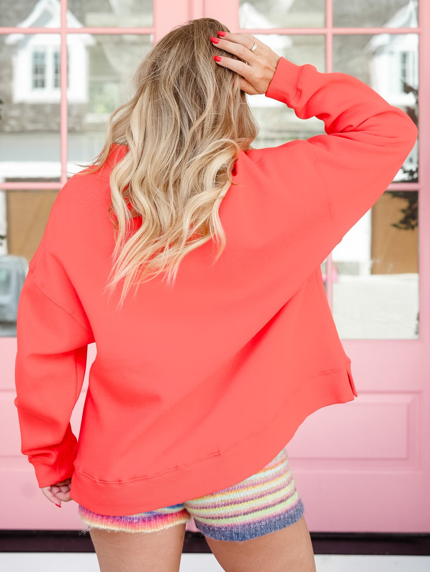 Solid Long Sleeve Mock Neck Sweatshirt