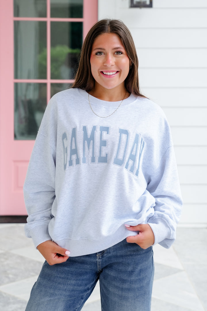 Long Sleeve Embroidered "Game Day" Sweatshirt