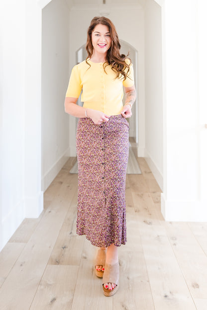 Knit Short Sleeve Button Down Cardigan Top