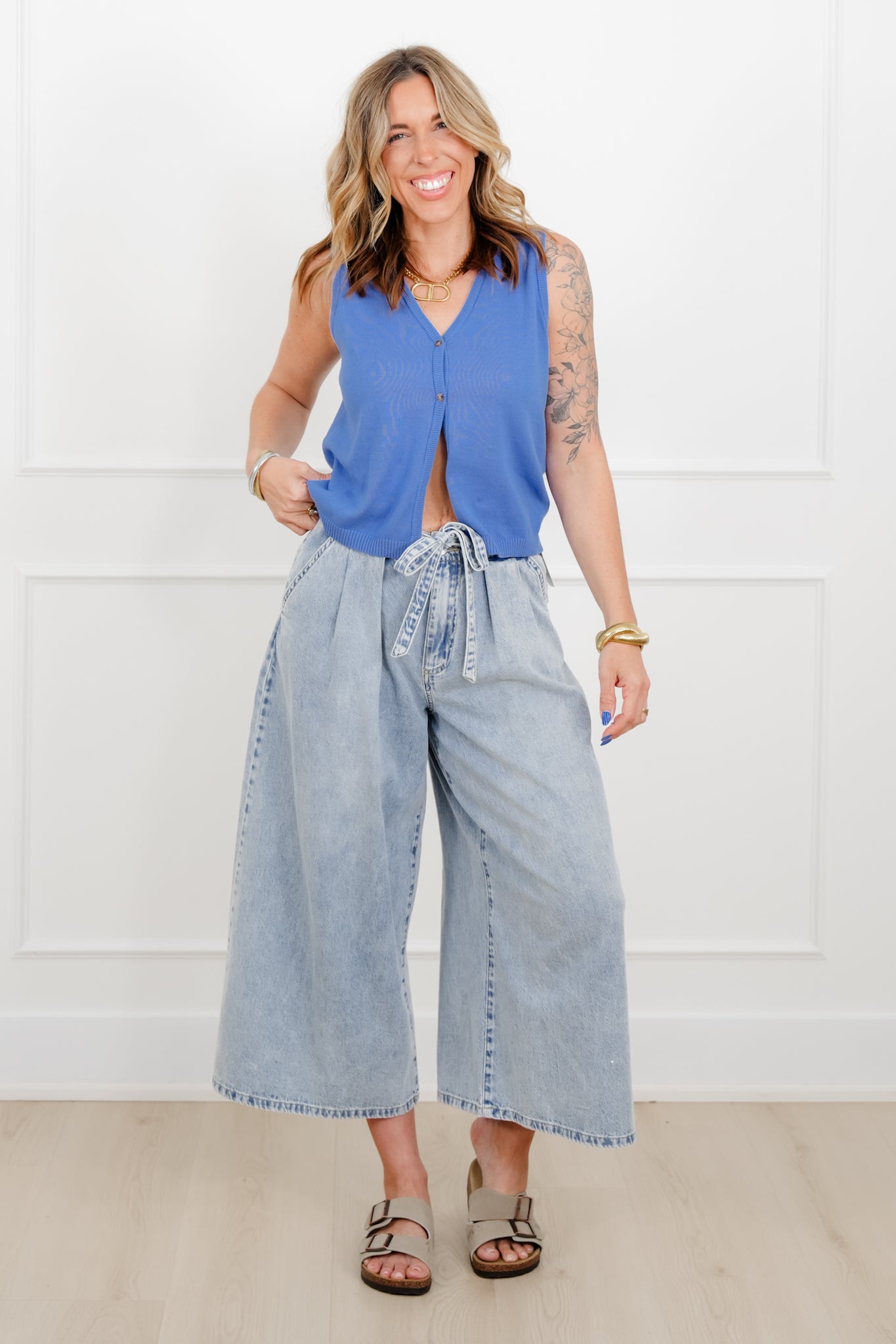 Sleeveless V Neck Button Down Sweater Vest