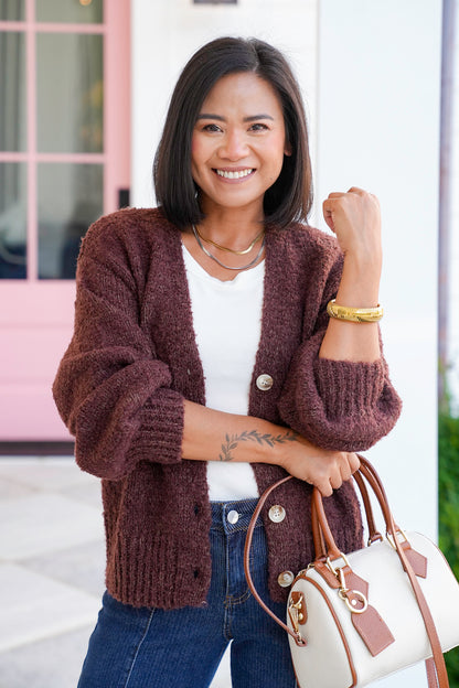 Long Sleeve V Neck Button Down Cardigan