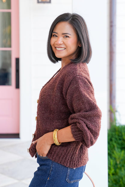 Long Sleeve V Neck Button Down Cardigan