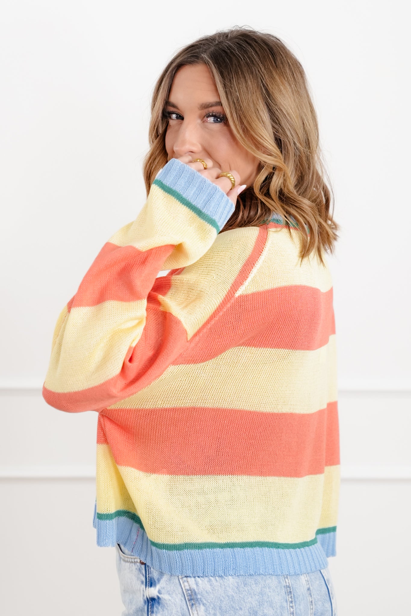 Striped Long Sleeve Round Neck Sweater Top