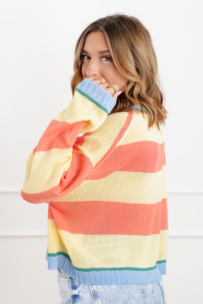 Striped Long Sleeve Round Neck Sweater Top